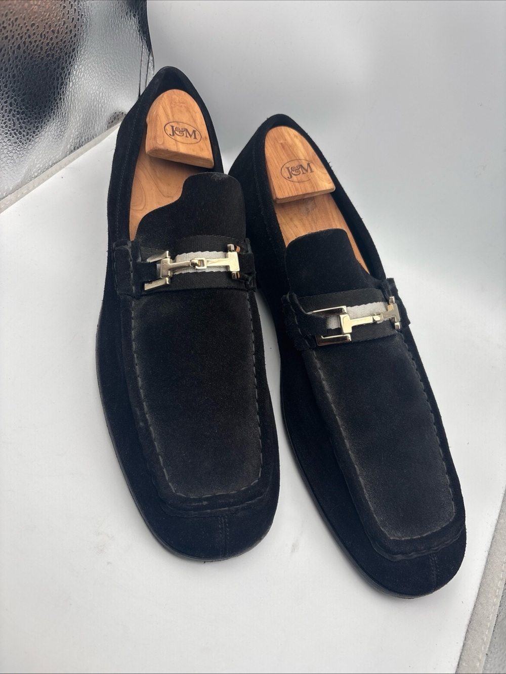 Gucci Black Suede Men's Bit Loafers - Classic Dress Loafers
